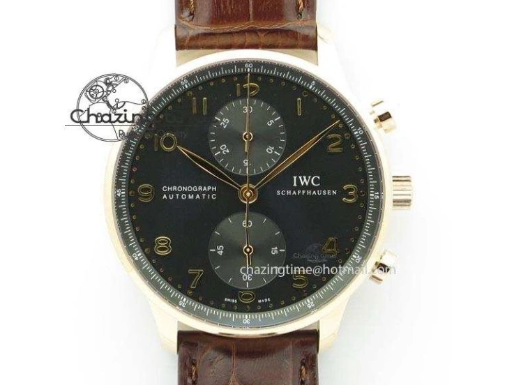 MIROTIME 0421 Elegant Portuguese IW371615 ZF 1:1 Best Edition SS Green Dial on Black Leather Strap A96355 V 7081